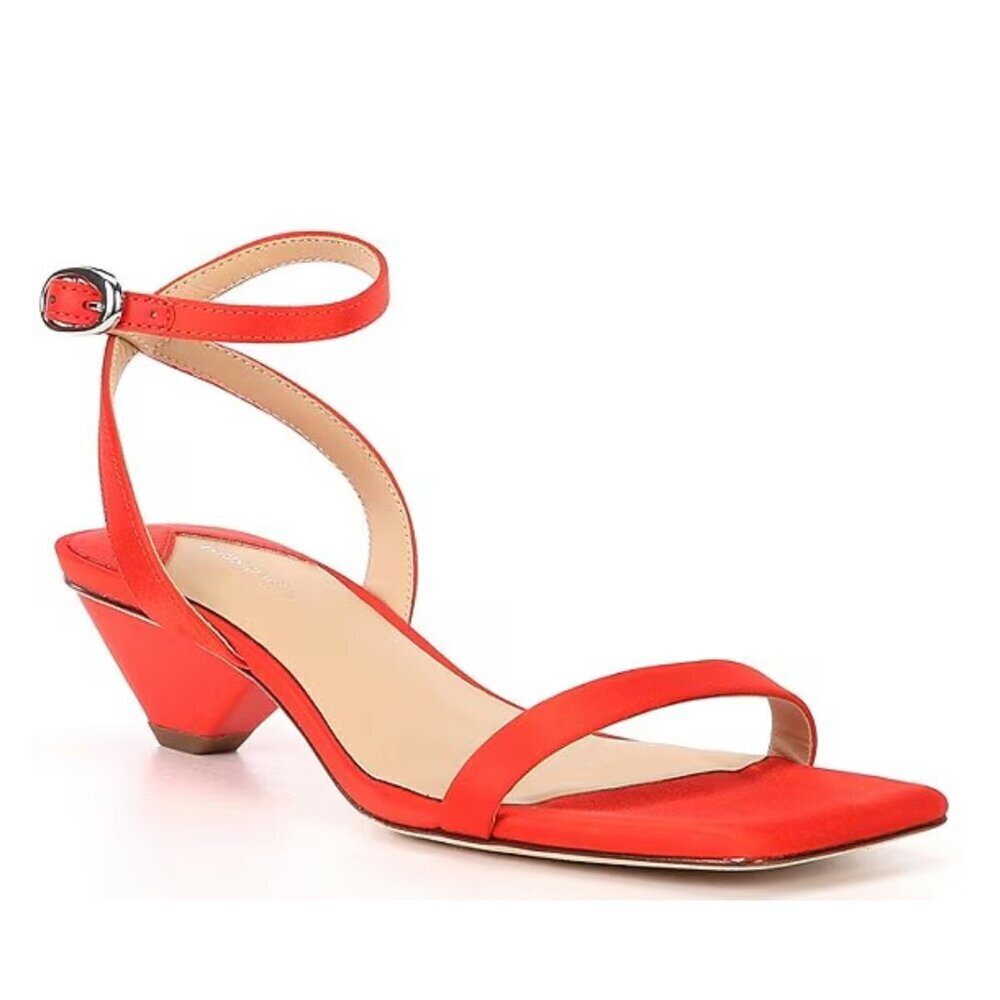 NEW Antonio Melani Fina Satin Dress Sandals in Fire Coral Orange